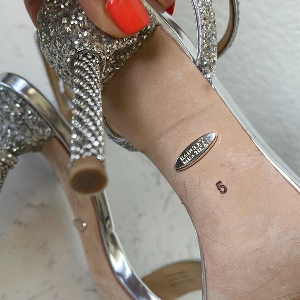 Badgley Mischka Olympia Glittered Evening Sandal - Picture 11 of 11